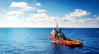 Ship in the ocean on a sunny day Ship in the ocean on a sunny day