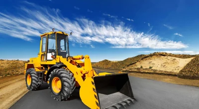 Digger on a road Digger on a road